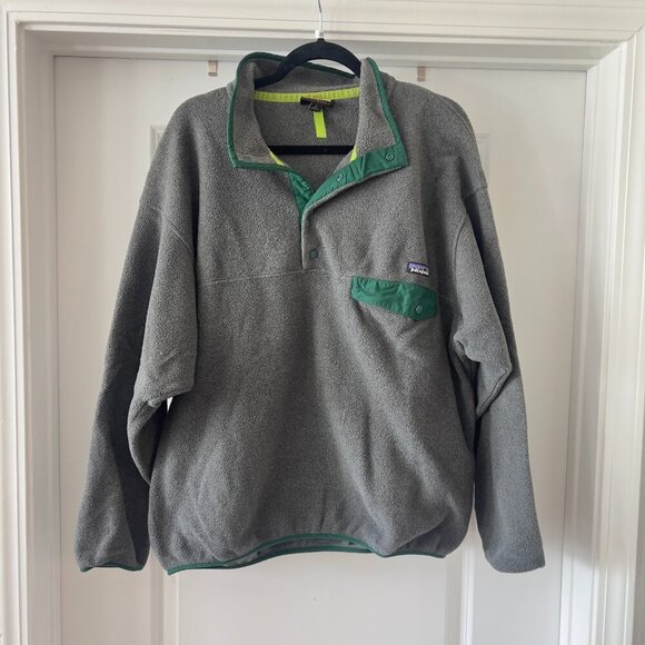 267 Patagonia Synchilla Snap-T Fleece Pullover – Men’s Large – Gray/Green - Picture 1 of 4